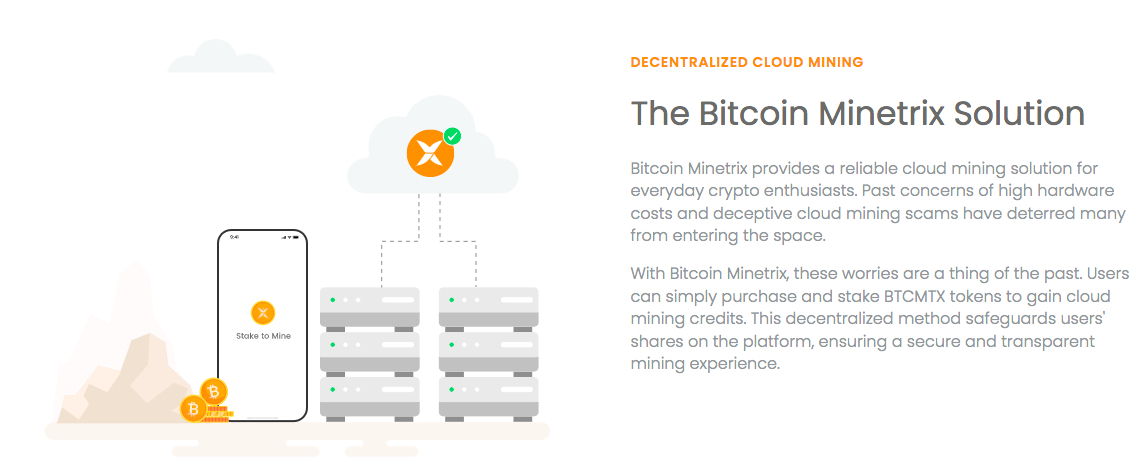Bitcoin Minetrix billede fra hjemmeside - bedste defi coin